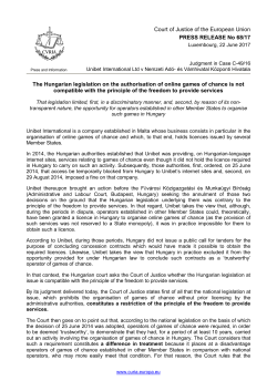 The Hungarian legislation on the authorisation - curia