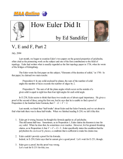 How Euler Did It - The Euler Archive