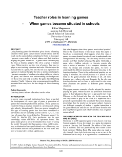 Teacher roles in learning games