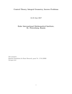 Control Theory, Integral Geometry, Inverse Problems Euler