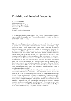 Probability and Ecological Complexity