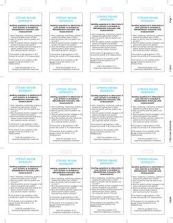 OSN Stroke Rehabilitation Intensity Pocket Cards