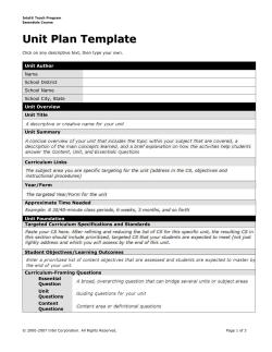 Intel unit plan template