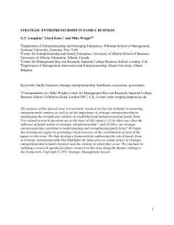 a framework for family business and strategic