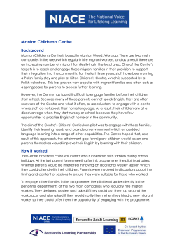 For Manton Children`s Centre - Learning and Work Institute