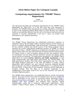 2016 White Paper for Compute Canada Computing requirements for