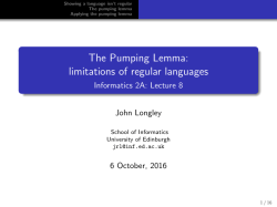 The Pumping Lemma - School of Informatics