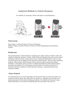 Analytical Methods in Vehicle Dynamics