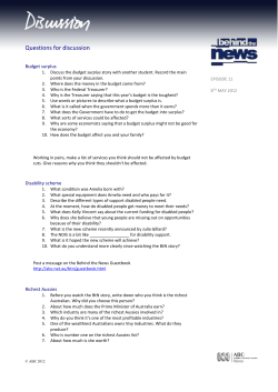 Questions for discussion Budget surplus Discuss the Budget surplus