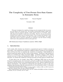 The Complexity of Two-Person Zero