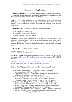 Econometric Applications I - Indian Statistical Institute, Delhi