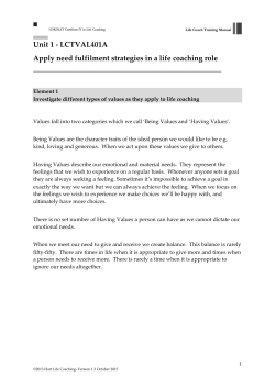 LCTVAL401A Apply need fulfilment strategies in a life coaching role