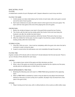 BASIC NETBALL RULES PLAYERS: A netball team consists of up to