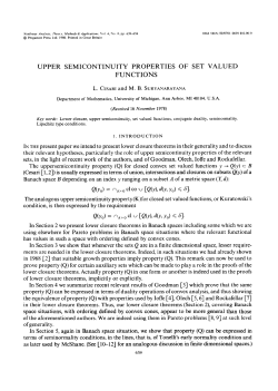 UPPER SEMICONTINUITY PROPERTIES OF SET VALUED