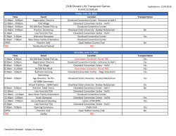 2016 Donate Life Transplant Games Event Schedule Updated on