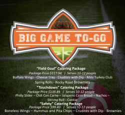 “Touchdown” Catering Package “Field Goal” Catering Package
