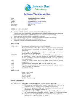 Curriculum Vitae Jinke van Dam