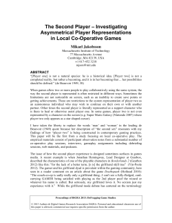 The Second Player – Investigating Asymmetrical Player
