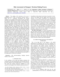 Risk Assessment in Managers&acute; Decision