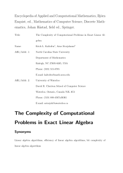 The Complexity of Computational Problems in Exact