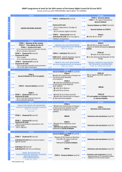 Programme of Work for the 35th session of the Human
