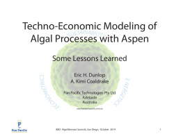 Techno-Economic Modeling of Algal Processes with Aspen
