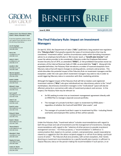 The Final Fiduciary Rule: Impact on Investment Managers