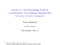 Lecture 11: Zero-Knowledge Proofs II, Commitments, Coin Flipping