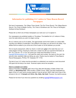 Information for publishing LLC notices in Times Beacon Record