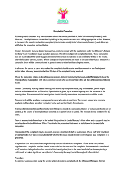 Complaint Procedure - Jimbo`s Community Nursery