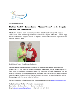 Chatham-Kent 55+ Games Series &ndash; &ldquo;Season Opener&rdquo; at the Morpeth