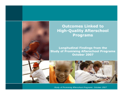 Outcomes Linked to High-Quality Afterschool Programs