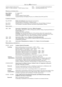 ASTRID HOPFENSITZ Toulouse School of Economics Web: www