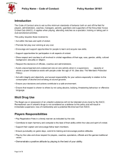 Introduction Illicit Drug Use Players Responsibilities