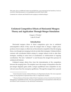 Unilateral Competitive Effects of Horizontal Mergers: Theory and