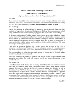 Notes on Daniel Kahneman