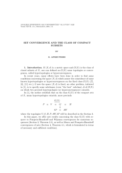 SET CONVERGENCE AND THE CLASS OF COMPACT SUBSETS 1