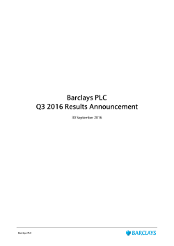 Barclays PLC Q3 2016 Results Announcement