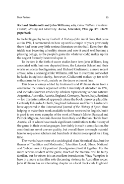 Richard Giulianotti and John Williams, eds, Game Without