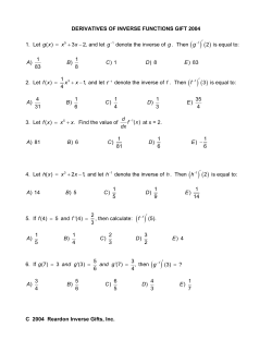 derivatives of inverse functions gift 2004