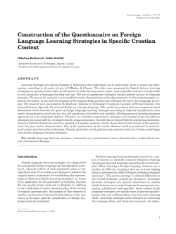 Construction of the Questionnaire on Foreign Language Learning
