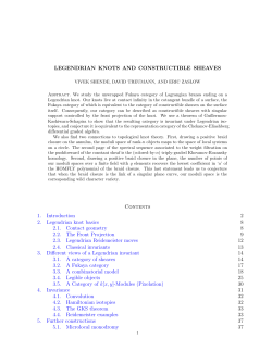 LEGENDRIAN KNOTS AND CONSTRUCTIBLE SHEAVES Contents