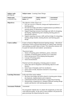 Subject code: IFI7306.DT Subject name: Learning Game Design