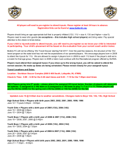 players will need to pre-register to attend tryouts. Please