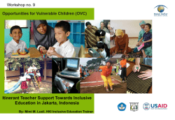 Itinerant Teacher Support Towards Inclusive Education in Jakarta