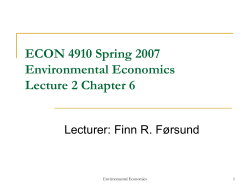 ECON 4910 Spring 2007 Environmental Economics Lecture 2