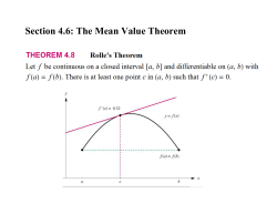 Section 4.6: The Mean Value Theorem