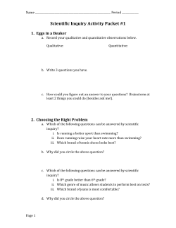 Scientific Inquiry Activity Packet #1 Eggs in a Beaker