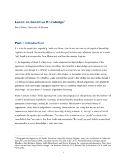 Seeing is Believing: Sense Impressions and Sensitive Knowledge in