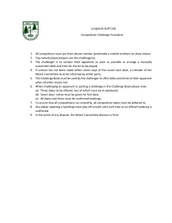 Langlands Golf Club Competition Challenge Procedure 1. All